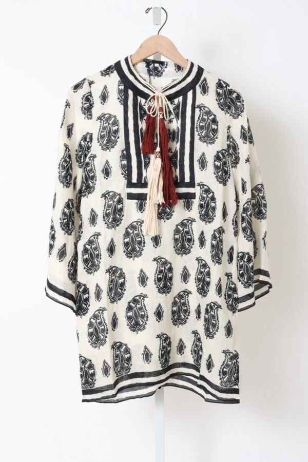 JOHANNA ORTIZ Caretaker of the Jungle Tunic Dress - Ecru/Black