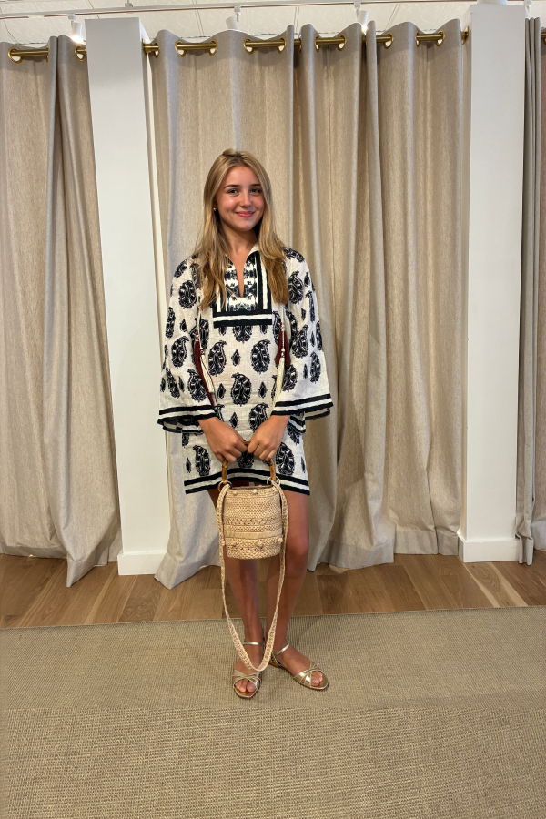 JOHANNA ORTIZ Caretaker of the Jungle Tunic Dress - Ecru/Black