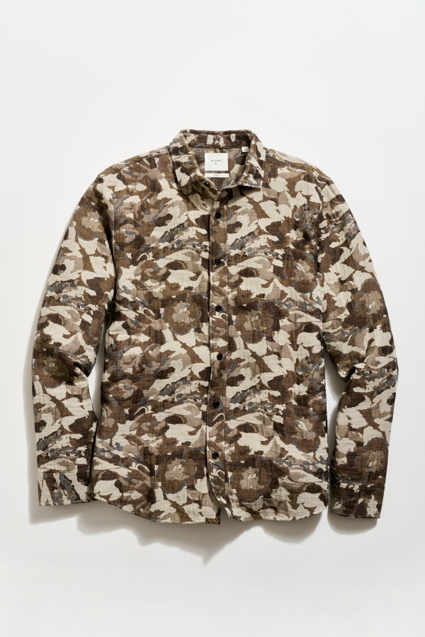Billy Reid Camellia Jacquard Cedar Shirt - Green Multi