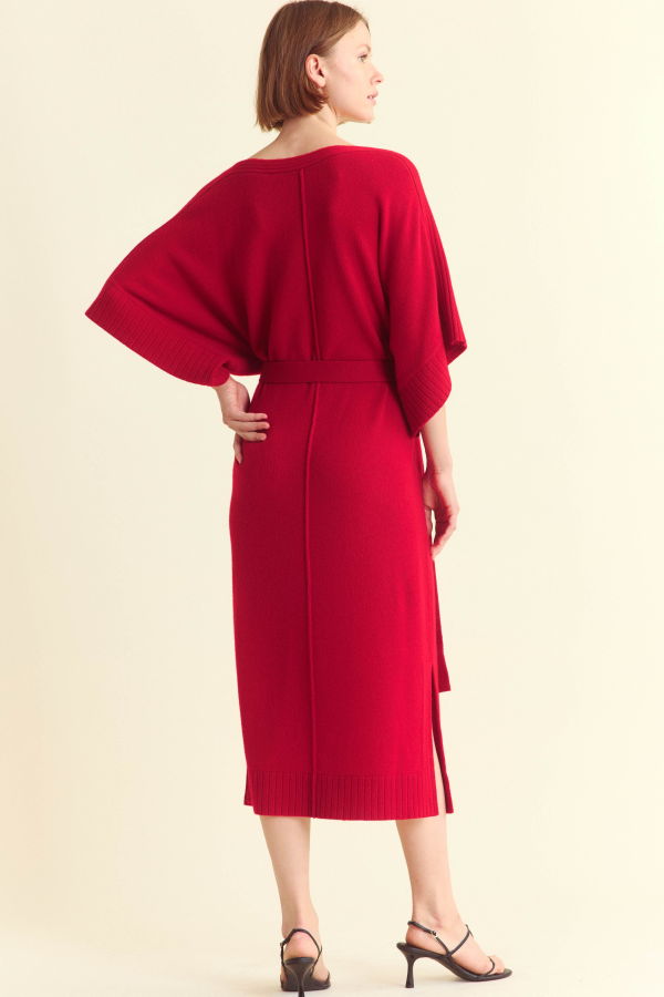 Billy Reid Cashmere Dolman Sweater Dress - Holiday Red