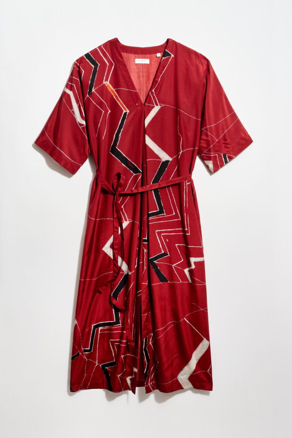 Billy Reid Mountain Silk V-Pleat Maxi Dress - Maroon