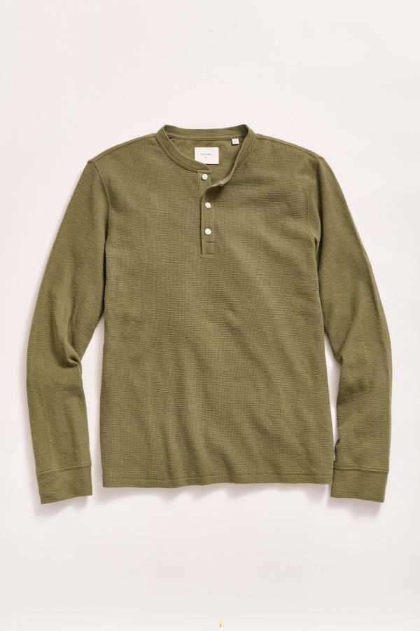 Billy Reid Slub Tuck Henley - Lichen Green