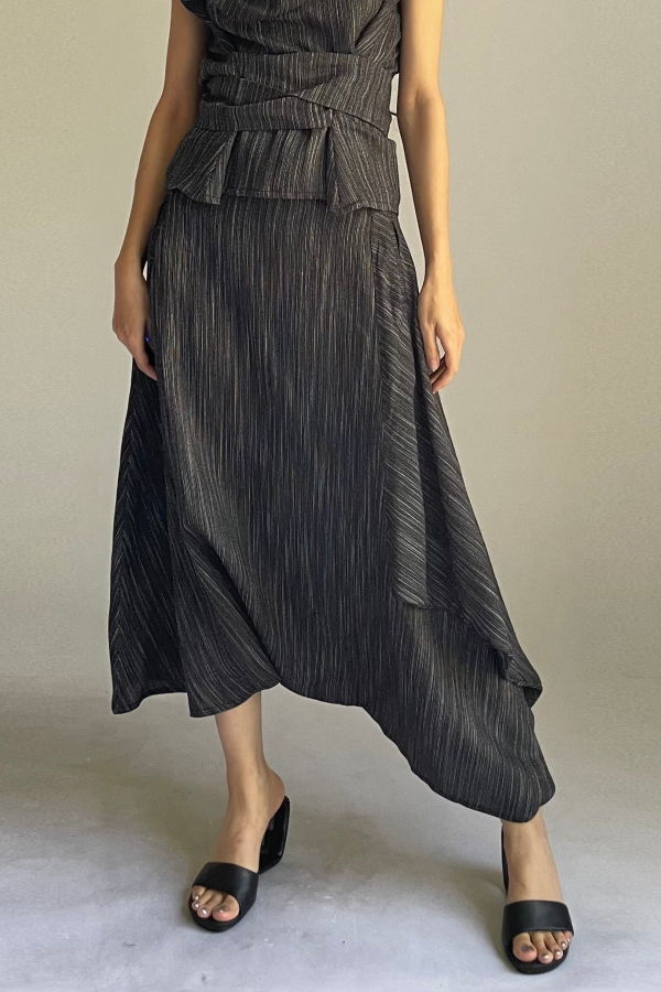 Solouk Nova Skirt Pants - Black Silver Melange