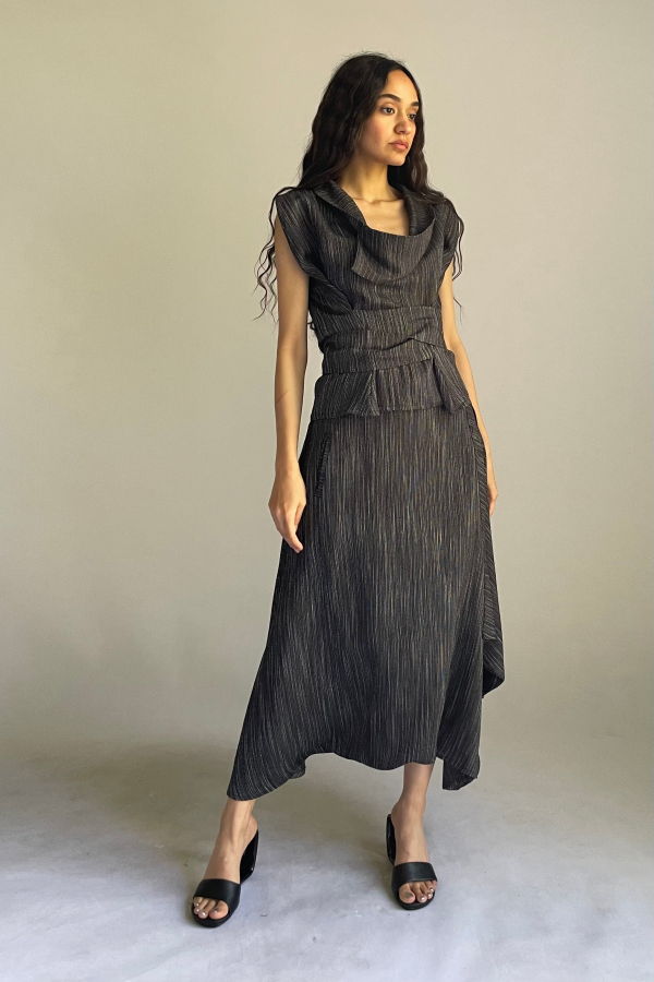 Solouk Nova Skirt Pants - Black Silver Melange