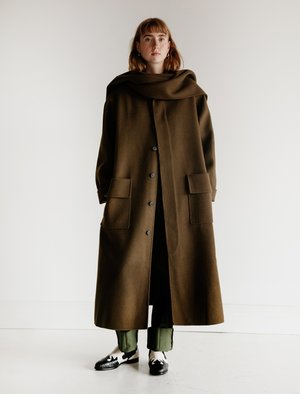 Cristaseya Wool Overcoat with Scarf | Garmentory