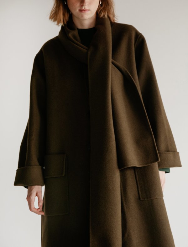 Cristaseya Wool Overcoat with Scarf | Garmentory cristaseya