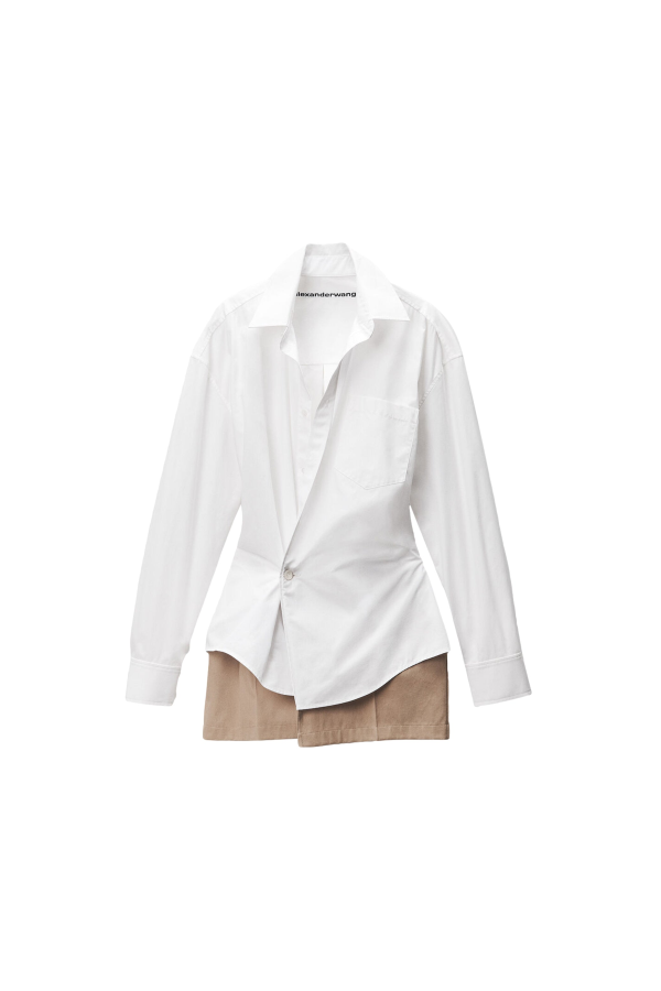 ALEXANDER WANG Pre-Styled Mini Wrap Dress With Twill - White