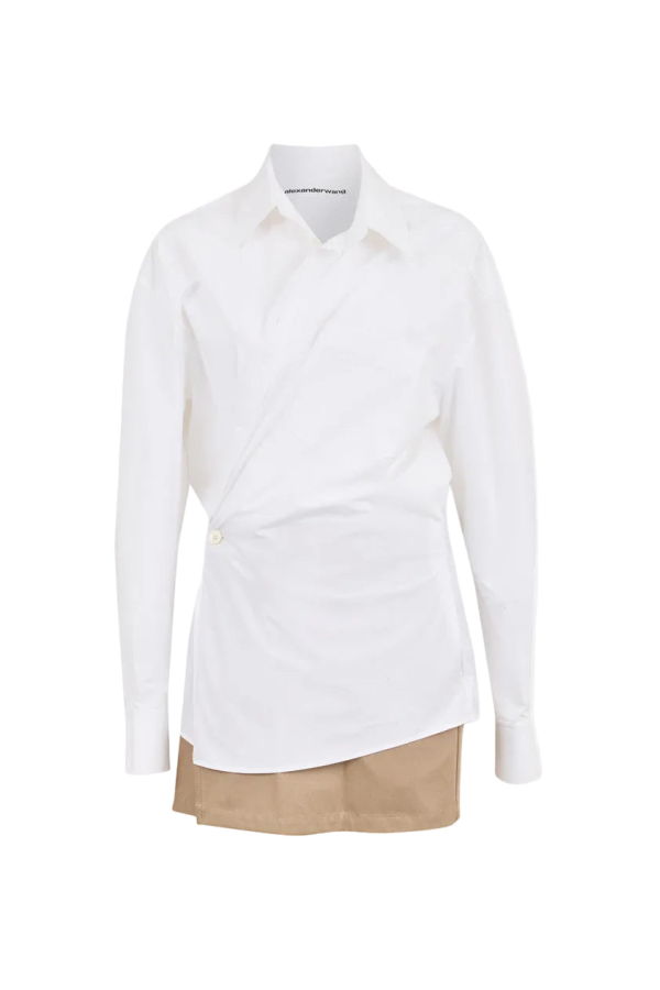 ALEXANDER WANG Pre-Styled Mini Wrap Dress With Twill - White