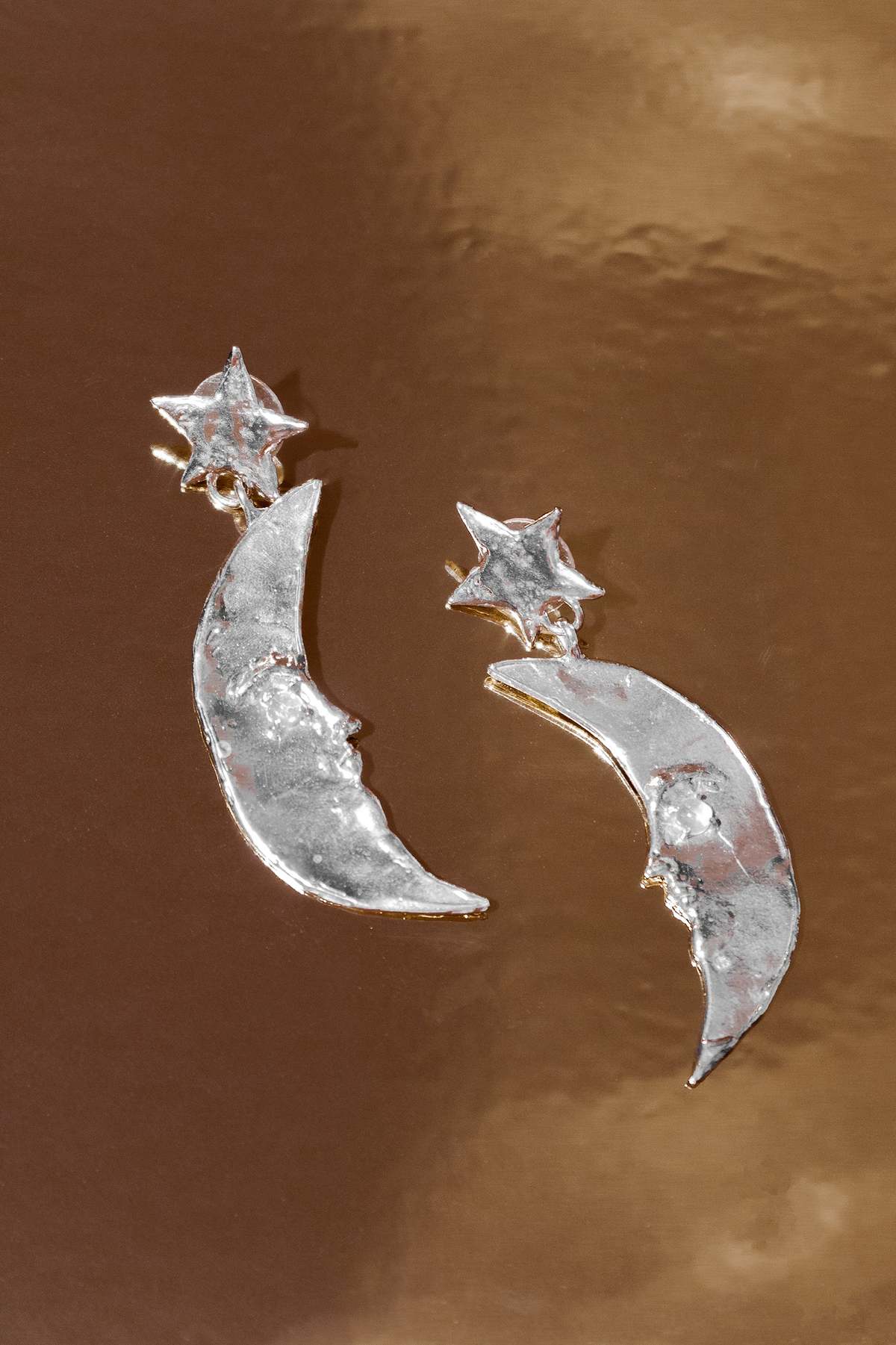 Mondo Mondo Moon Earrings - White Bronze - Image 1 of 5