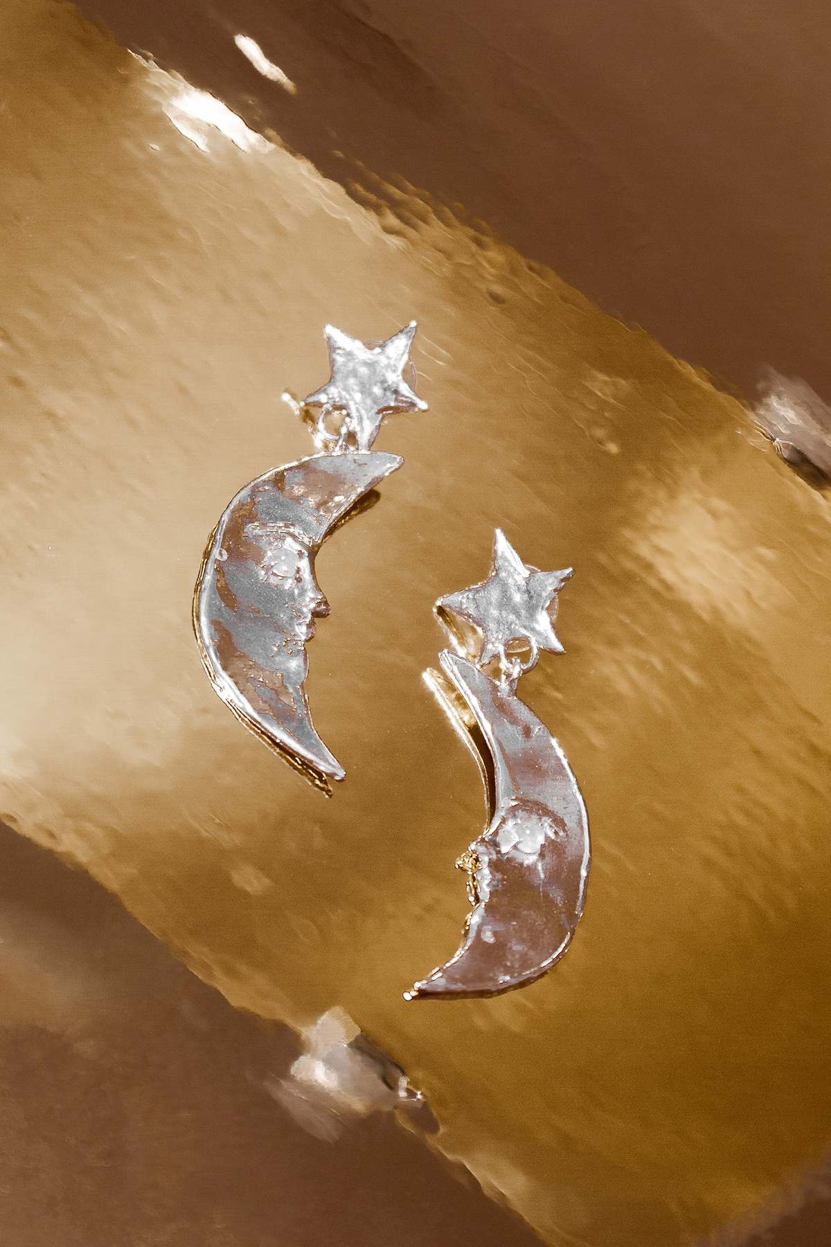 Mondo Mondo Moon Earrings - White Bronze - Image 2 of 5