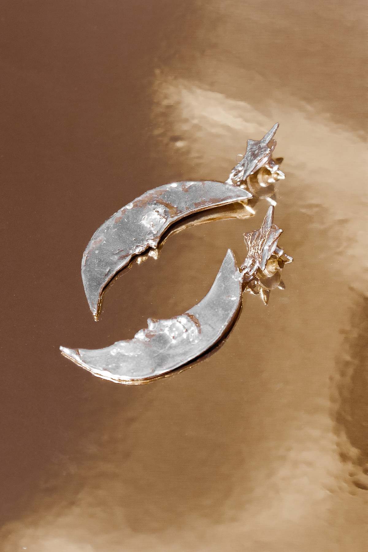 Mondo Mondo Moon Earrings - White Bronze - Image 5 of 5