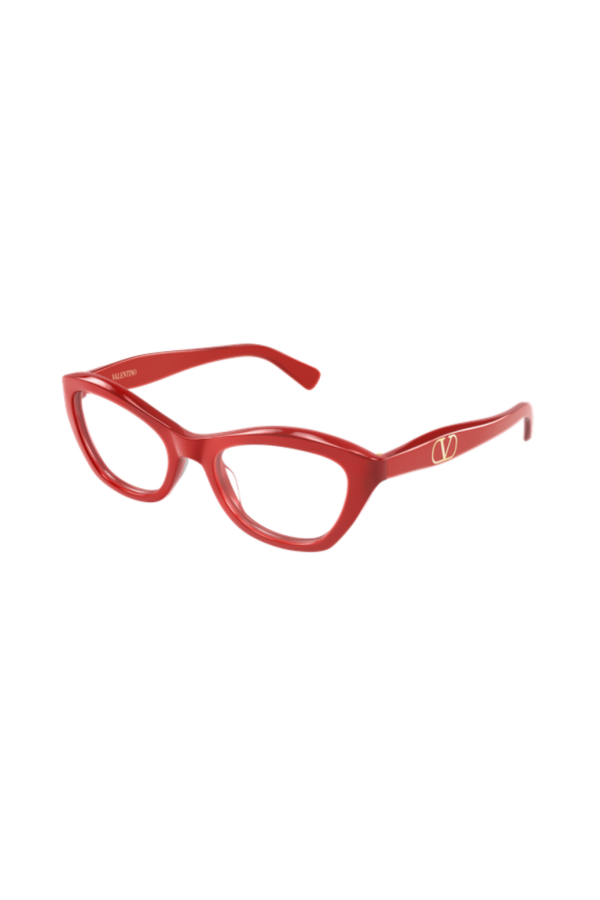 Valentino Cat-Eye Oval Glasses - Red/Transparent