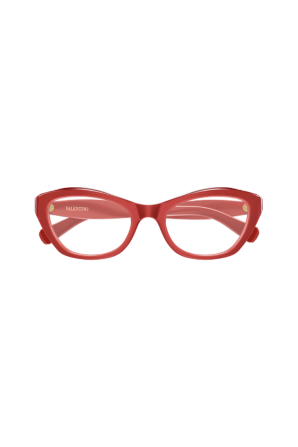 Valentino Cat-Eye Oval Glasses - Red/Transparent