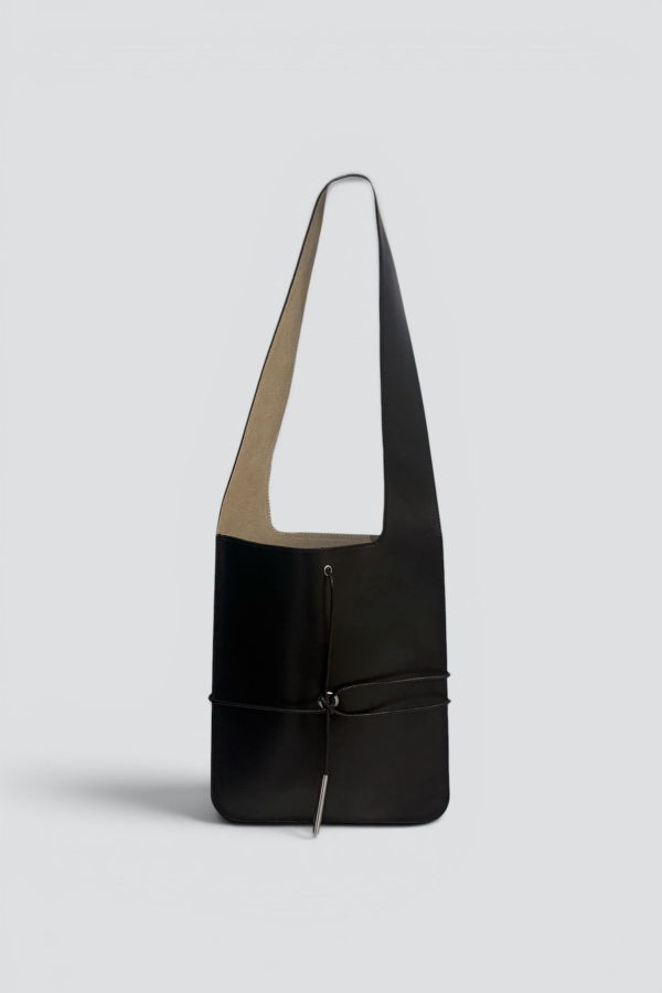 SIX 95 Black Leather String Pub Bag