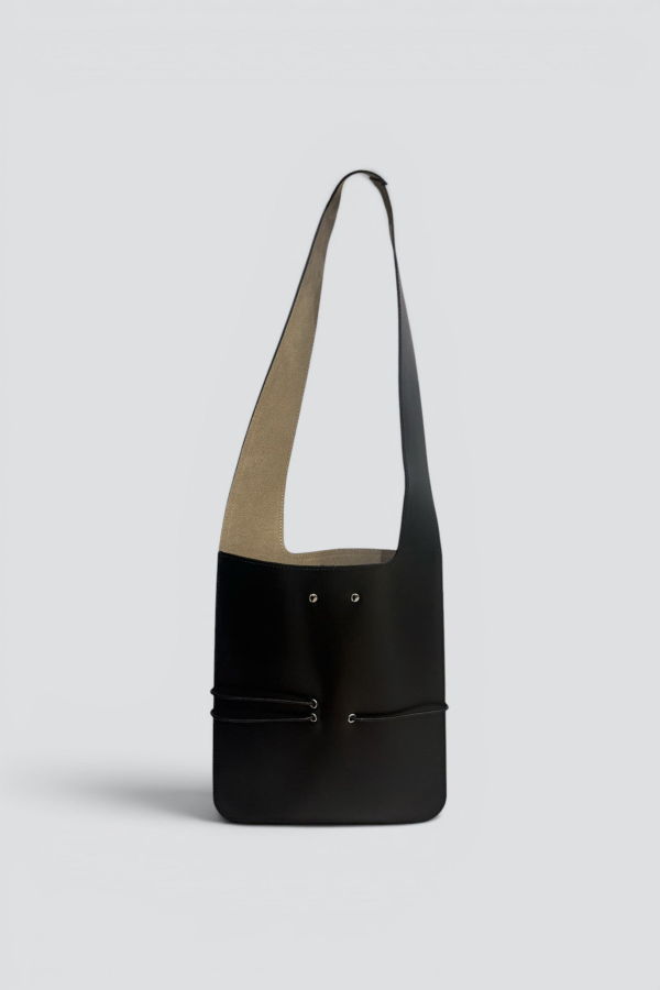 SIX 95 Black Leather String Pub Bag