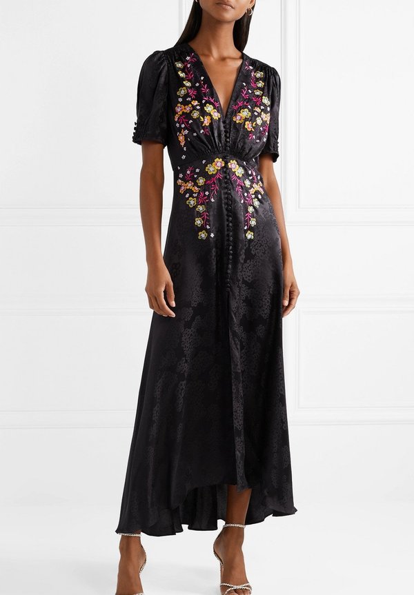 Saloni Lea Long Dress - Black on Garmentory
