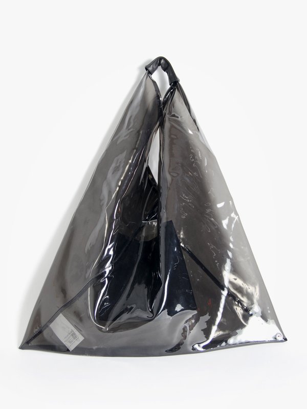 mm6  pvcショルダー MM6 MAISON MARGIELA/PVC+LEATHER HALF&HALF SHOULDER BAG(BLACK)