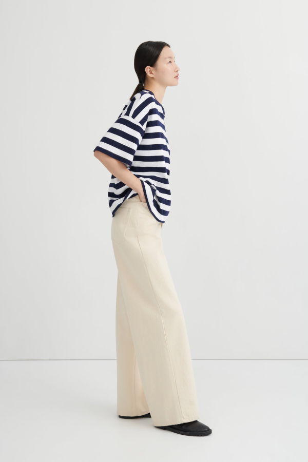 Kowtow Oversized Boxy Tee - Navy/White/Stripe
