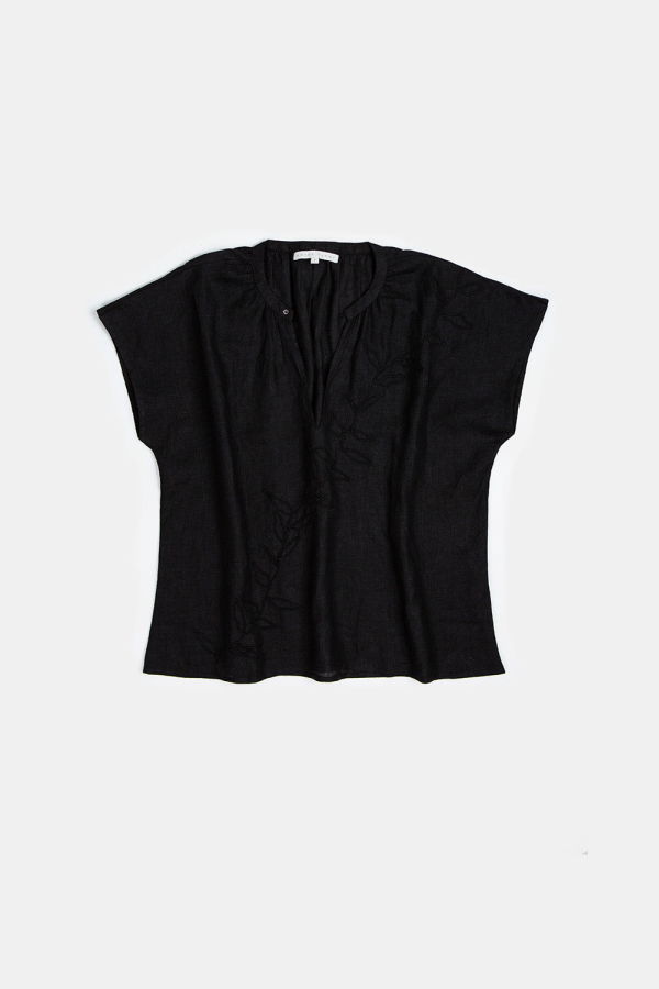 Erica Tanov Patti Embroidered Linen Blouse