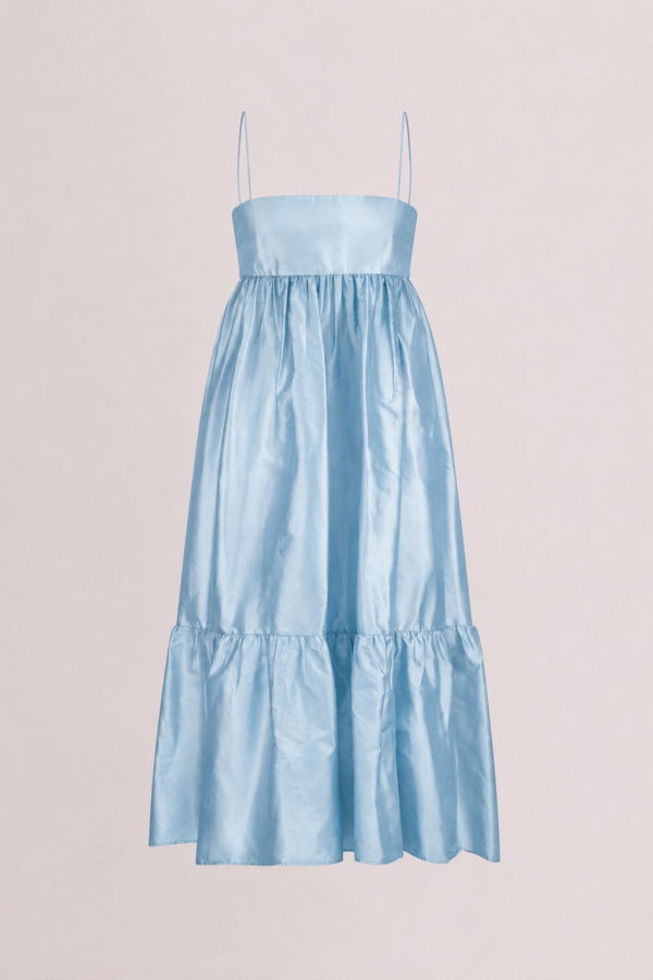 baaby Big Silk Ruffle Dress - Sky