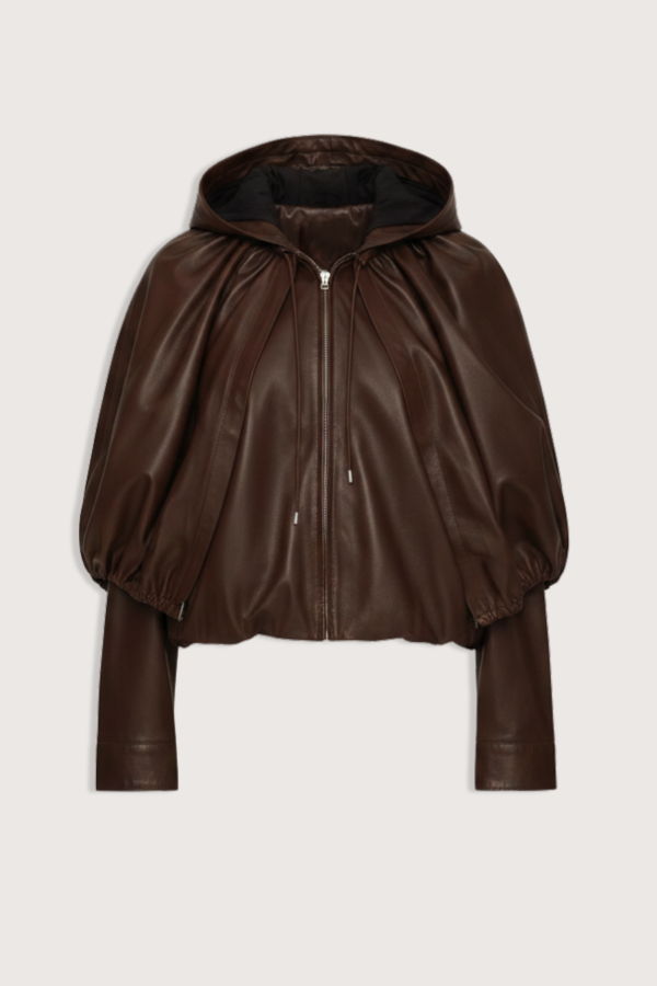 Sea NY Thompson Leather Cape Jacket - Brown