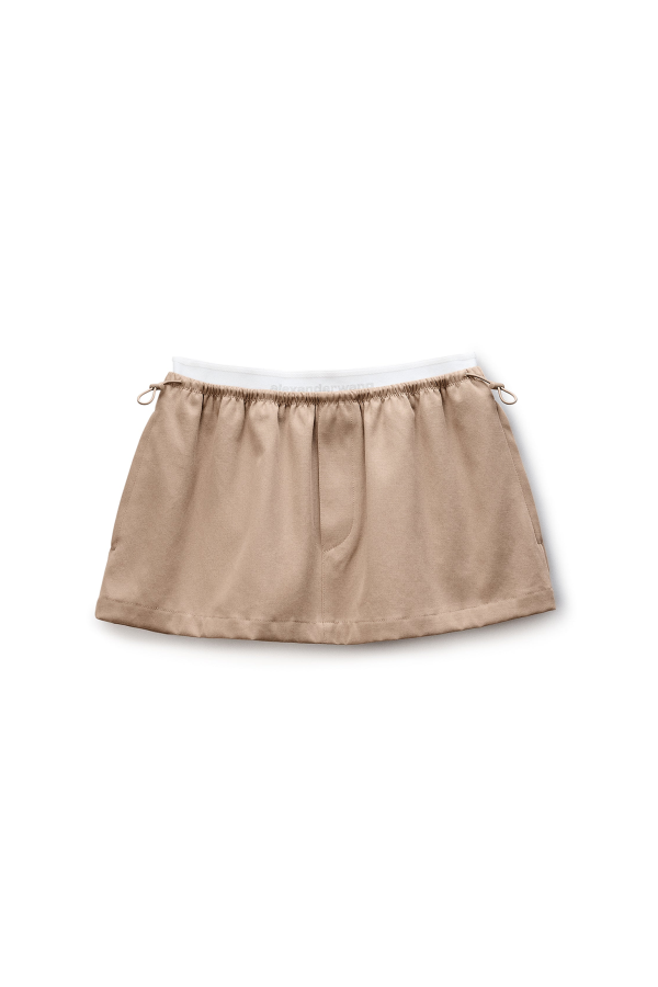 ALEXANDER WANG Mid-Rise Mini Logo Elastic Skirt - Warm Taupe