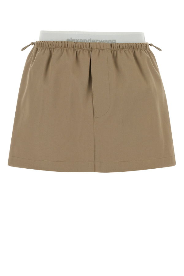 ALEXANDER WANG Mid-Rise Mini Logo Elastic Skirt - Warm Taupe