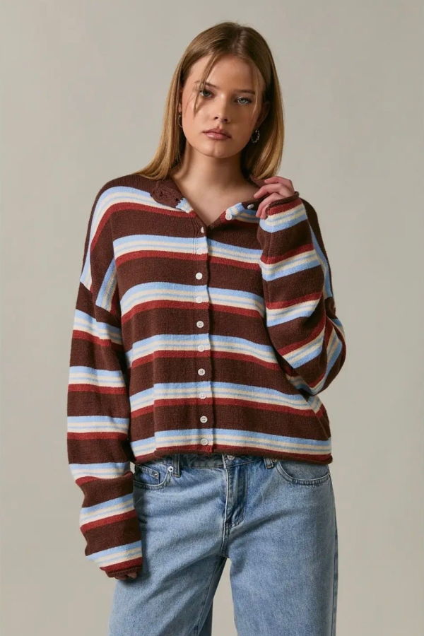 Azalea Bea Striped Cardigan