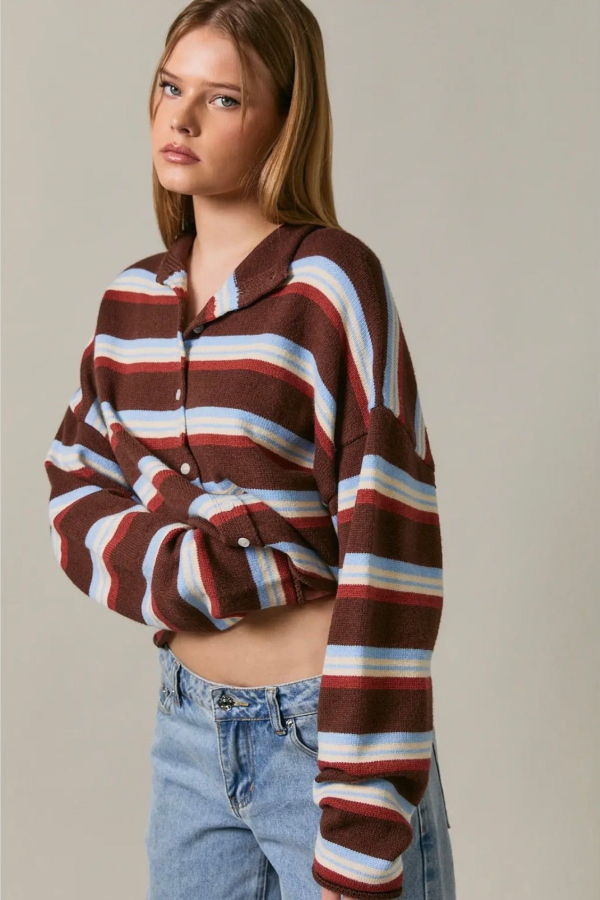 Azalea Bea Striped Cardigan