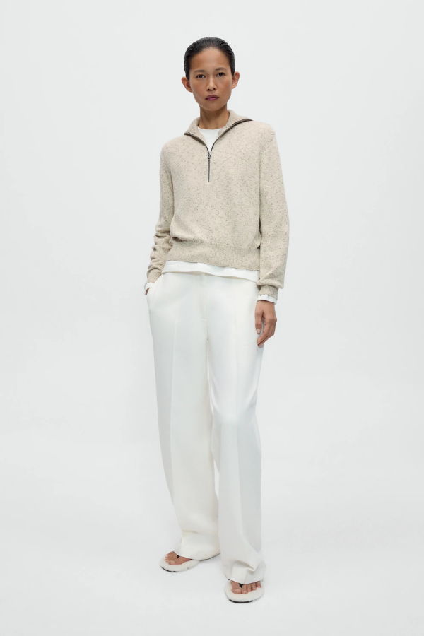 Cordera Flecked Cotton Zip-Up Sweater