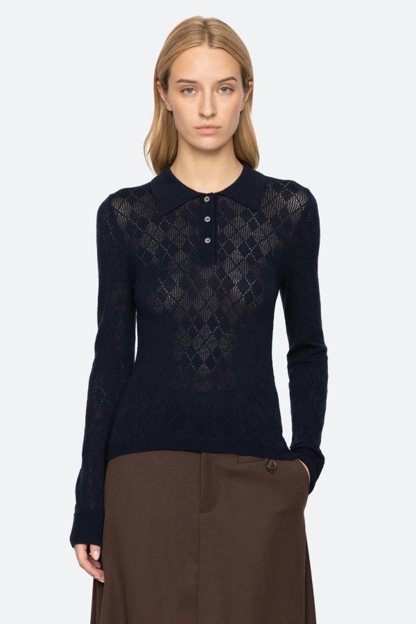 Sea NY Jane Polo Sweater - Navy