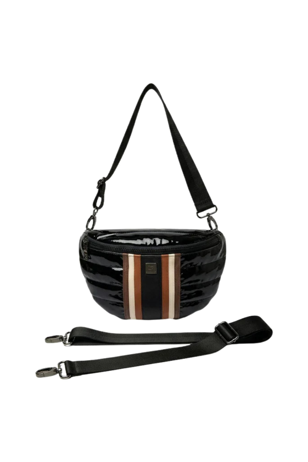 Think Royln Little Runaway Crossbody Bag - Black Patent Nylon