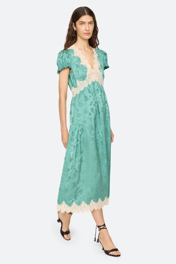 Sea NY Shay V-Neck Dress - Seaglass