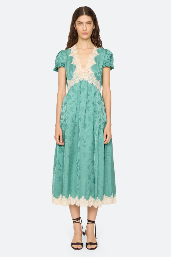 Sea NY Shay V-Neck Dress - Seaglass