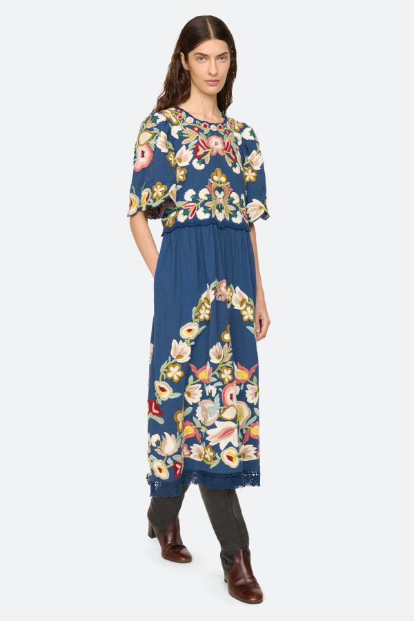 Sea NY Wilhelmina Short Sleeve Dress - Blue