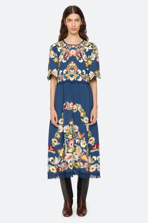 Sea NY Wilhelmina Short Sleeve Dress - Blue