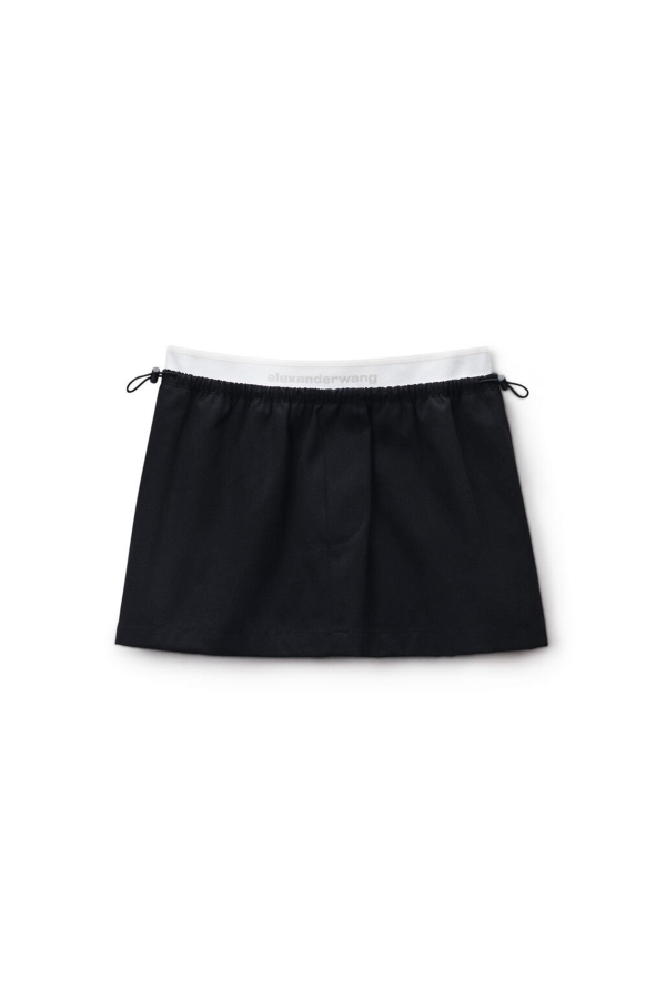 ALEXANDER WANG Mid-Rise Mini Logo Elastic Skirt - Black