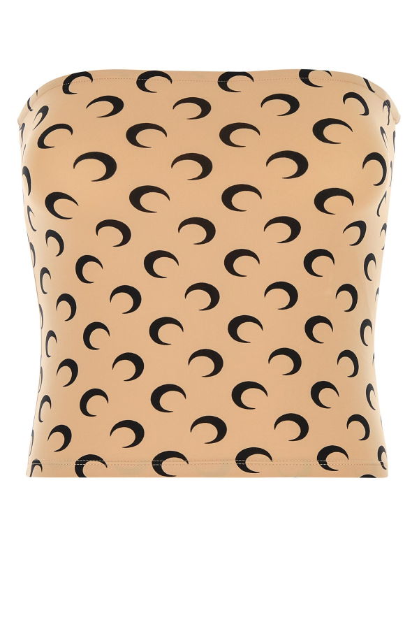 MARINE SERRE Moon Printed Jersey Tubed Top - Tan