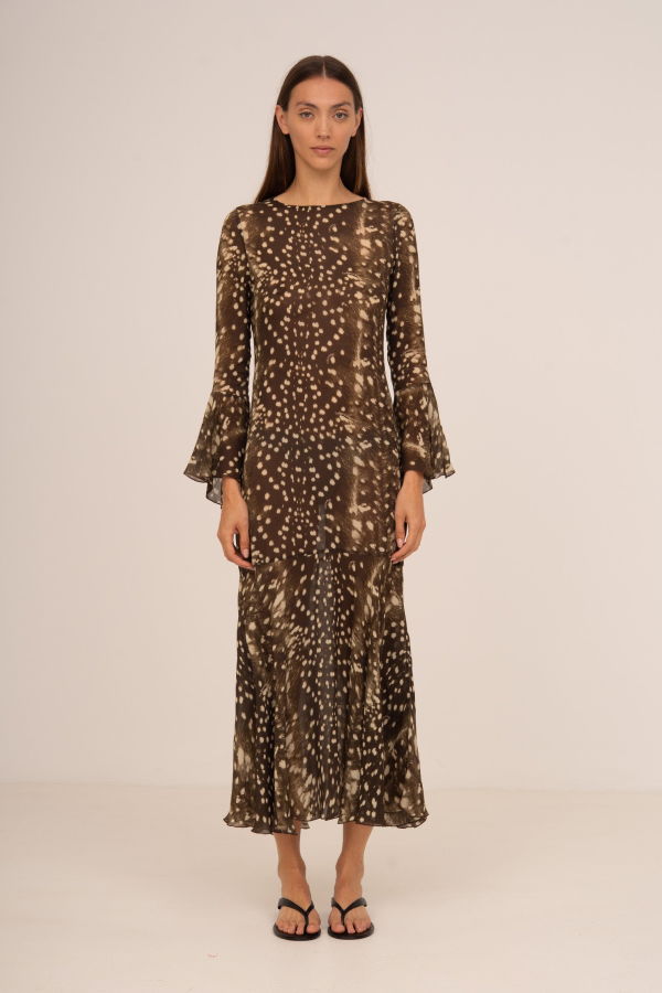 Carmensays Bambi Noir Jester Animal Print Dress - Chocolate Brown/White