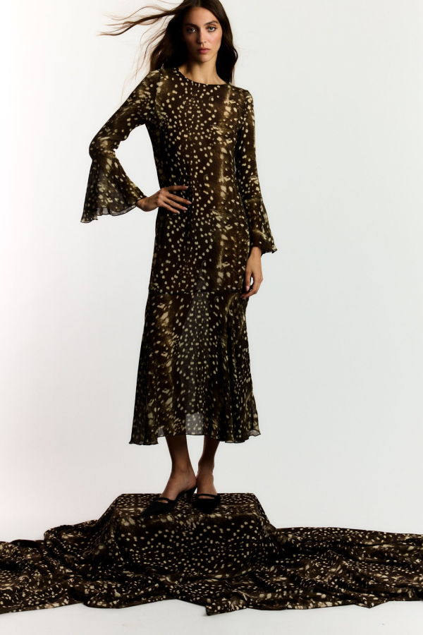 Carmensays Bambi Noir Jester Animal Print Dress - Chocolate Brown/White