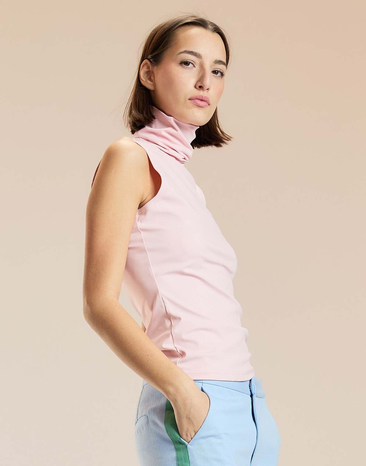 Cynthia Rowley Sutton Sleeveless Turtleneck Top - Pink - Image 3 of 4