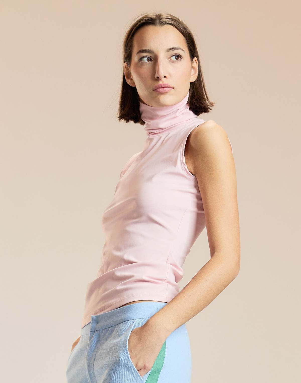 Cynthia Rowley Sutton Sleeveless Turtleneck Top - Pink - Image 4 of 4