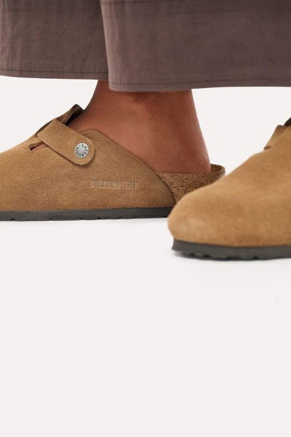 Birkenstock Boston Suede Leather Clog - Dark Tea