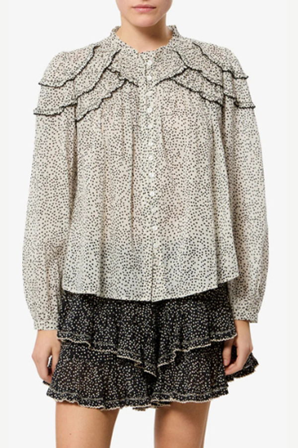 Isabel Marant Christa Top - Ecru/Black