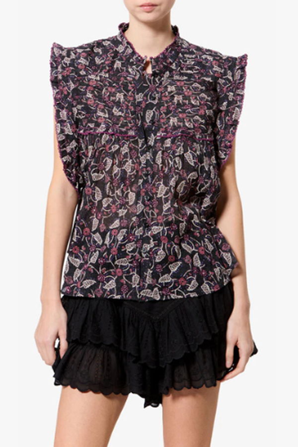 Isabel Marant Dersia Top - Black/Raspberry