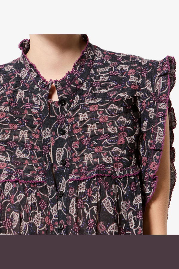 Isabel Marant Dersia Top - Black/Raspberry