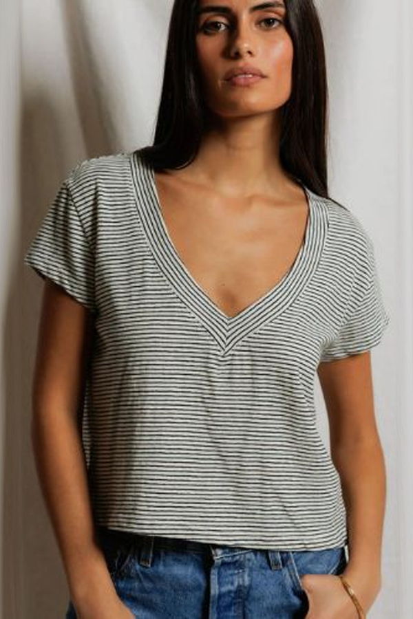 Perfect White Tee Val Striped Tee - Natural/Black