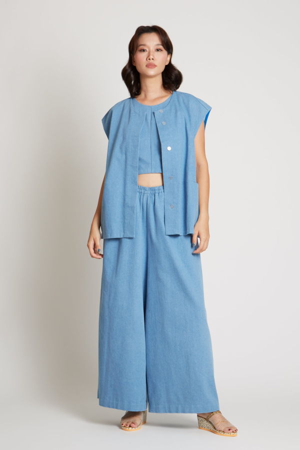 KAAREM Silt Wide-Shoulder Sleeveless Pocket Vest