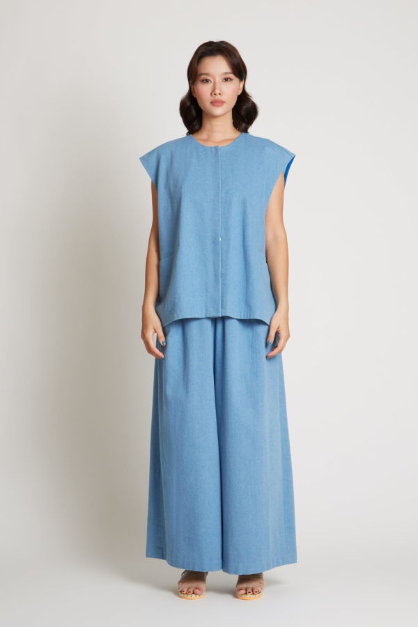 KAAREM Silt Wide-Shoulder Sleeveless Pocket Vest