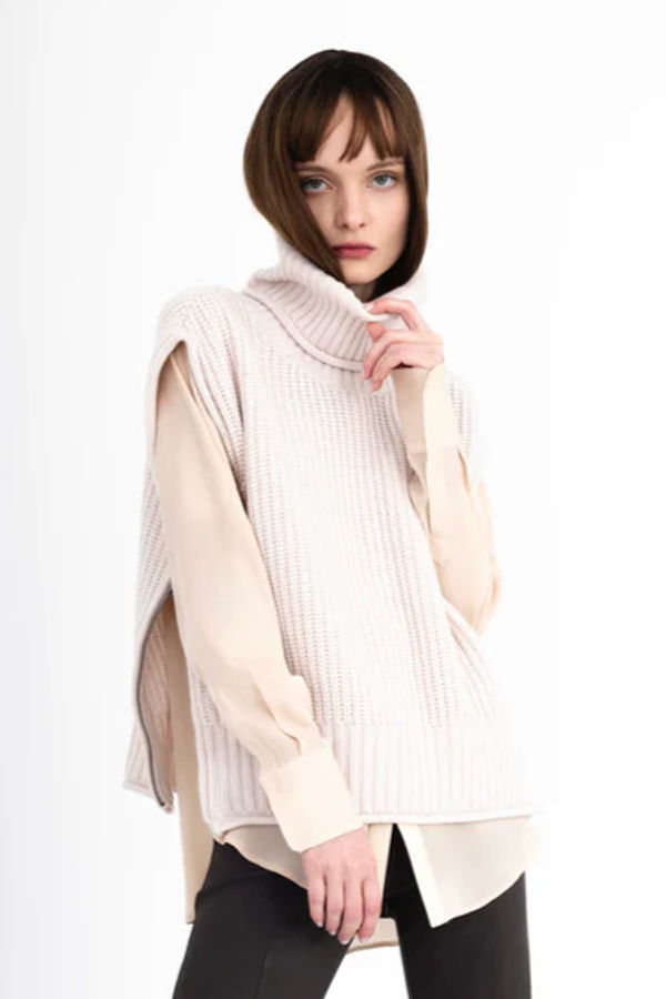 Elaine Kim Cashmere Blend Turtleneck Vest